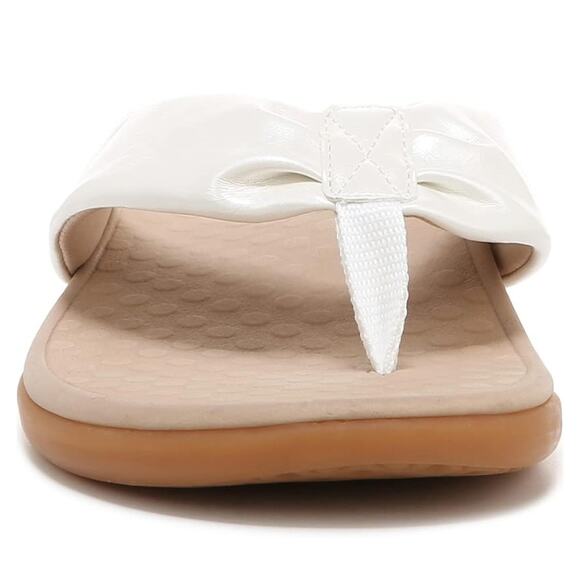 Vionic Tide Melo Toe-Post Sandal, Arch Support Flip Flop Slides, White Metal 9 - Picture 6 of 7